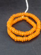Golden Amber Krobo Glass Rondelle Beads | Handmade Translucent African Recycled Glass Beads