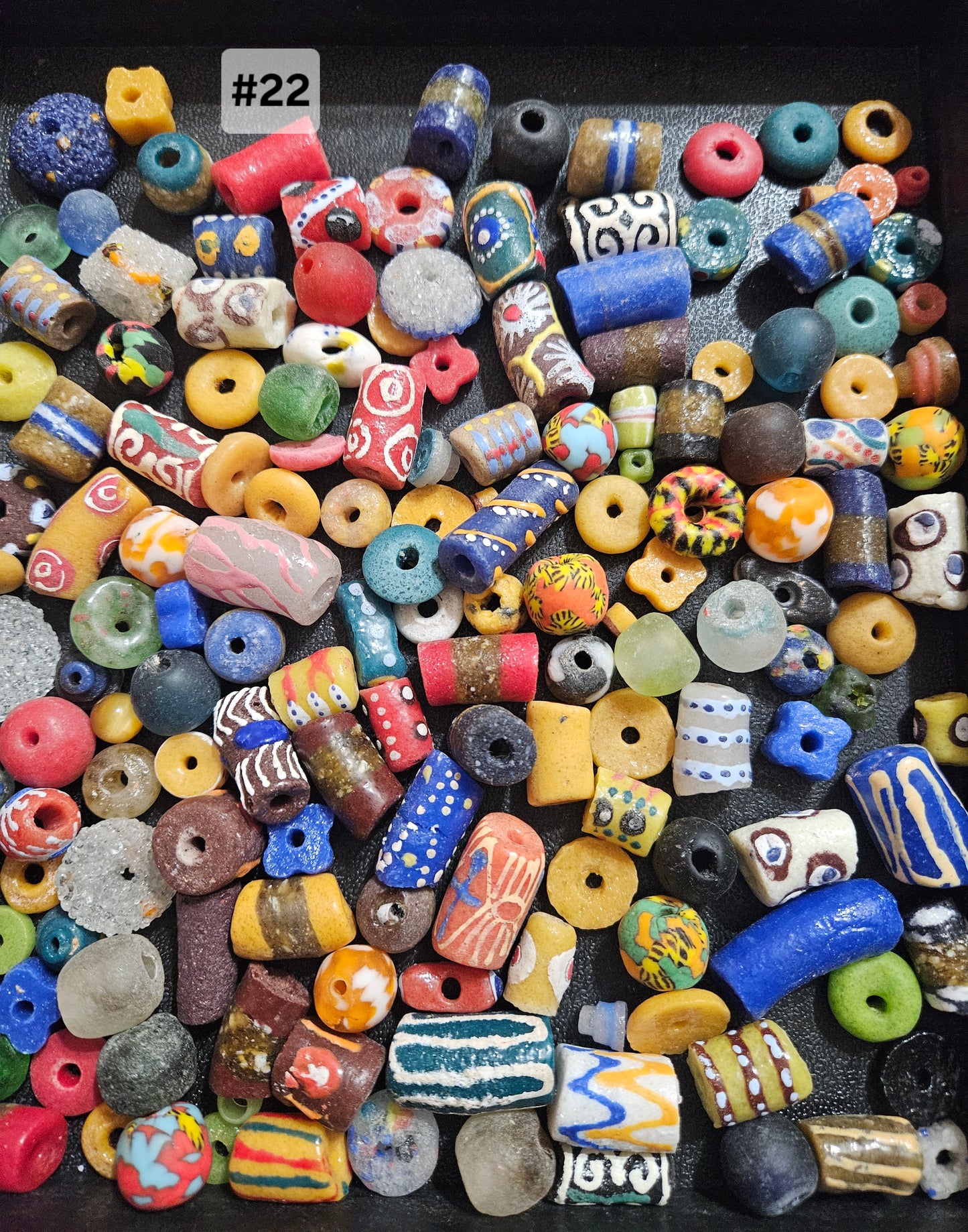 Krobo Recycled Glass Beads – 1 Cup (~160 pcs) | African Cultural Artisan Bead Mix #22