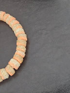 Peach & Ivory Krobo Sugar Glass Short Tube Beads | Handcrafted Recycled Glass Beads from Ghana | Approx. 32 Beads Per Strand