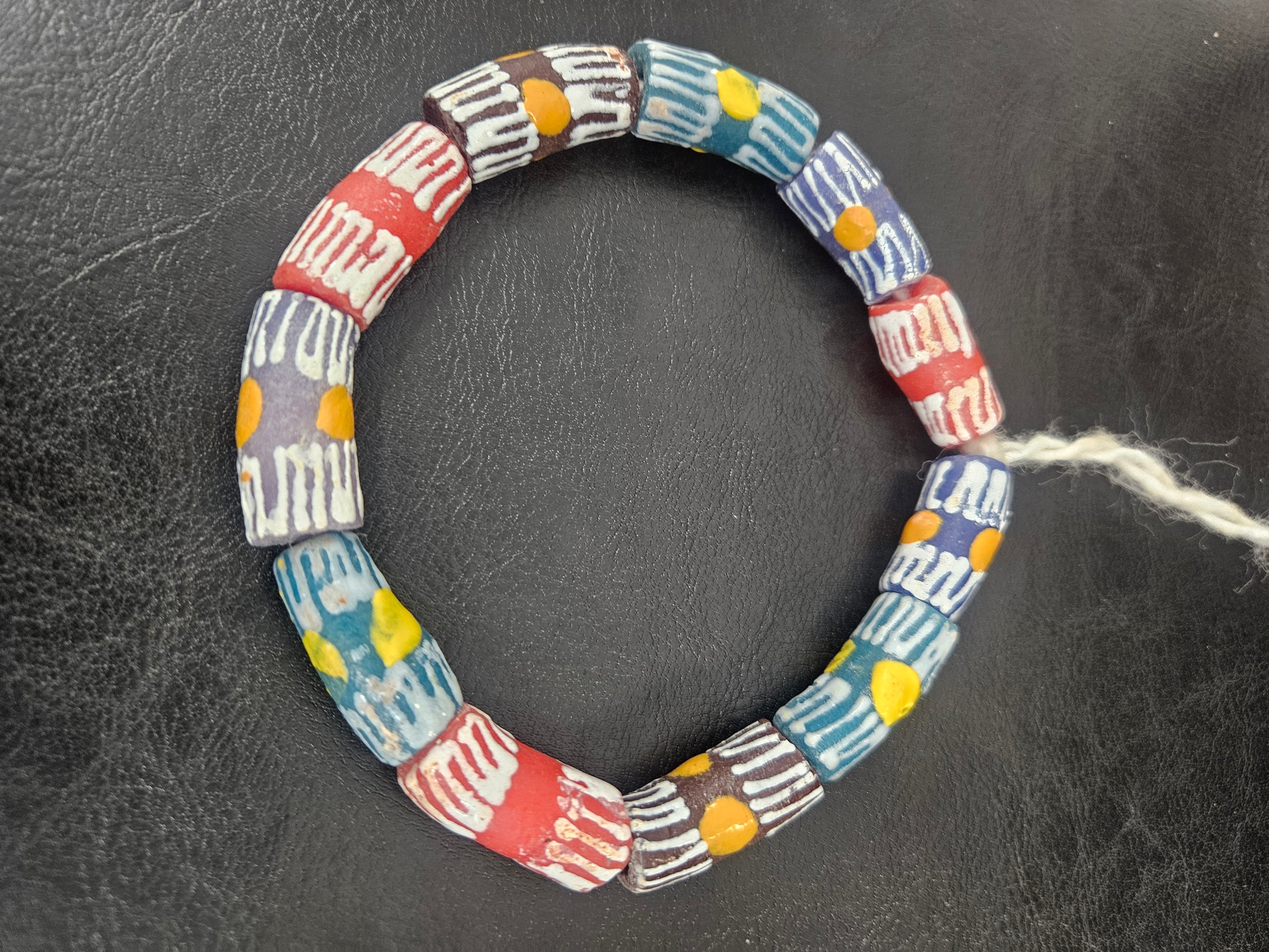 African Glass Beads – Painted Krobo Long Tubes, Multicolor Krobo Beads