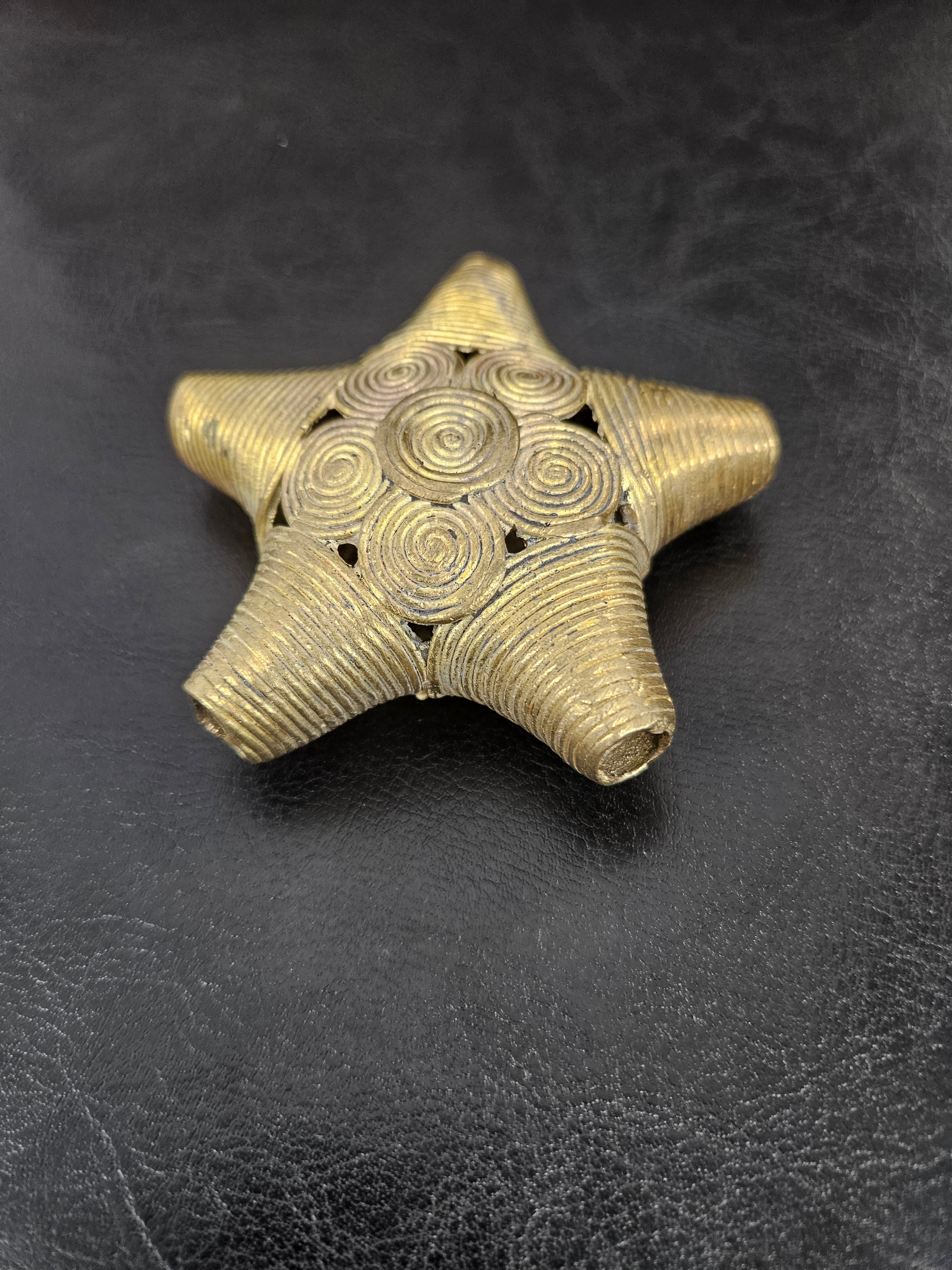 Oversized African Ashanti Brass Star Bead | Ghana Statement Focal Bead