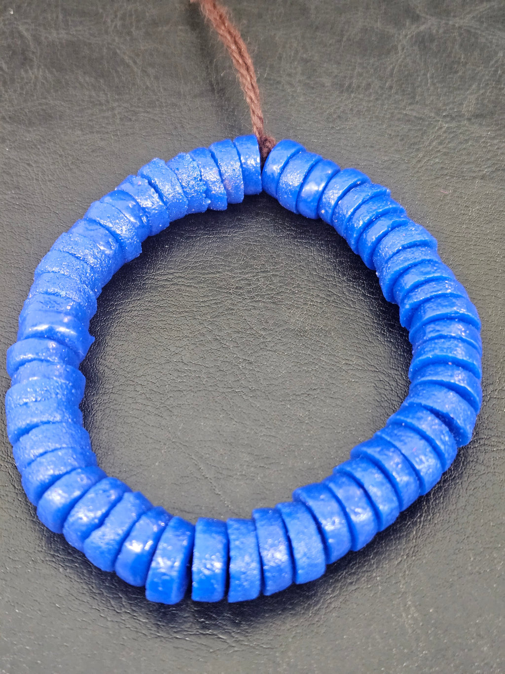 Royal Cobalt Blue Painted Krobo Glass Tube Beads | Handmade Recycled Glass Beads from Ghana