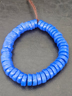 Royal Cobalt Blue Painted Krobo Glass Tube Beads | Handmade Recycled Glass Beads from Ghana