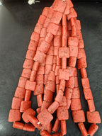 Aadampo Large Terracotta Red Krobo Powdered Glass Beads | Authentic Handmade Recycled Glass Beads | 25 × 25 × 11–12mm