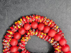 Red African Glass Bead Bundle: Hand-Painted Krobo Rondelle & Round Pocket Glass Beads from Ghana