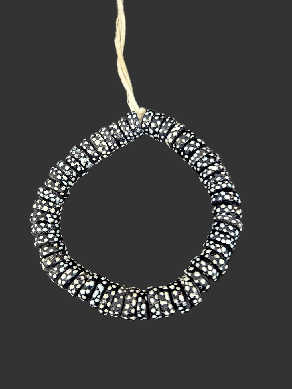 African Glass Beads – Painted Krobo Short Tubes, Black & White Krobo Beads