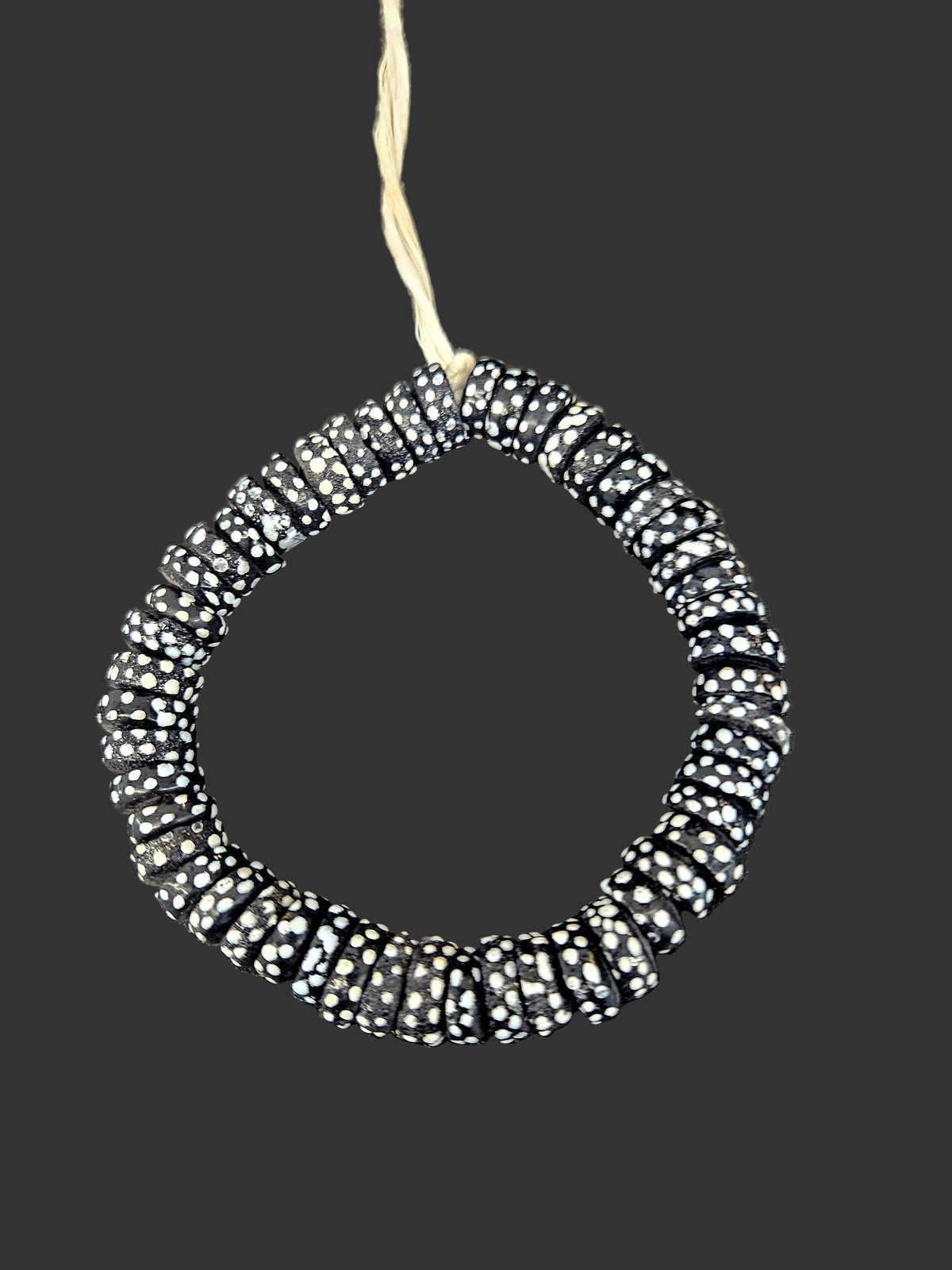 African Glass Beads – Painted Krobo Short Tubes, Black & White Krobo Beads