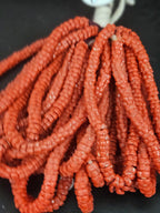 Coral Krobo Glass Spacer Beads, Handmade African Recycled Glass Beads, Ghana Jewelry Making Supplies