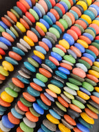 Premium Ashanti Glass Rondelle Beads Mix – Designer Multicolor Recycled Glass Beads | Large Hole African Glass Beads Handcrafted in Ghana