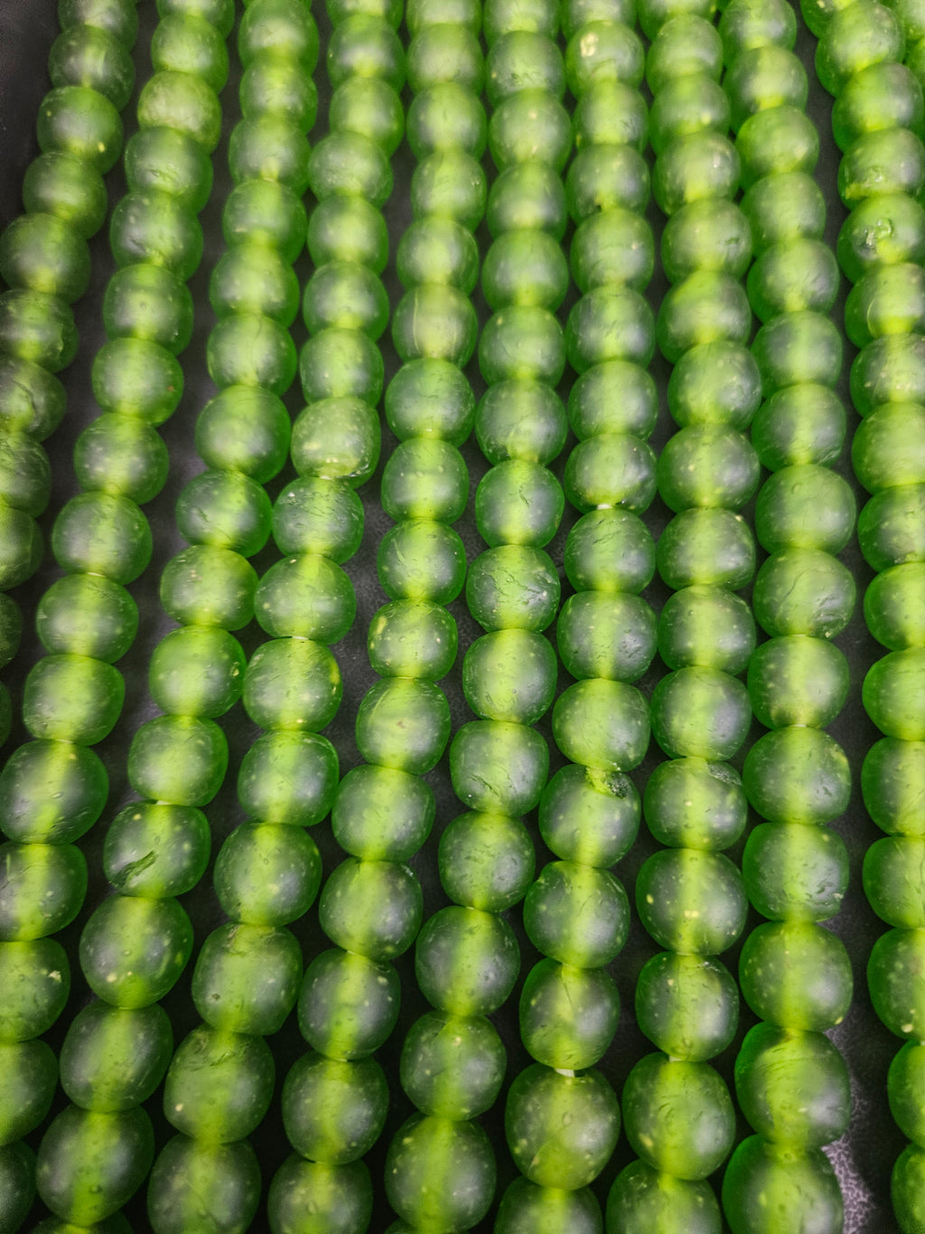 Green Krobo Pocket Glass Beads – Handmade in Ghana, 13–14mm