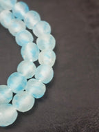 Authentic African Beads from Ghana | Chunky Sky Blue Translucent Recycled Glass Beads | Handmade Krobo Beads 12–14mm