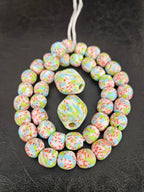 African Glass Bead Bundle – Multicolor Krobo Rounds + Focal Beads