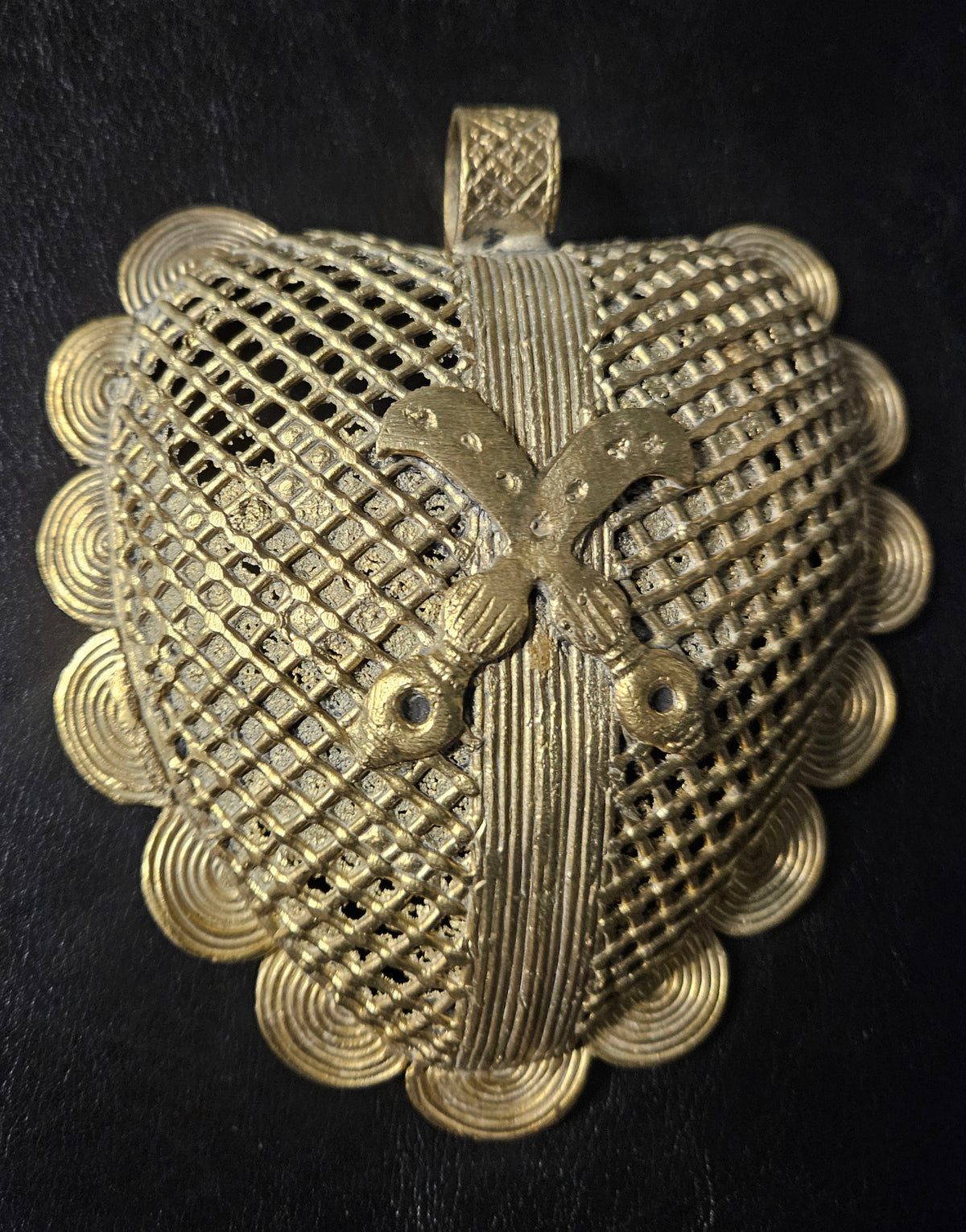 Oversized Akofena Adinkra Symbol Brass Pendant Handmade in Ghana