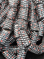 Painted Krobo Glass Beads | Black Red & White Polka Dot Long Tube Beads | Handcrafted Ghana Recycled Glass Beads