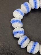 Blue & White Krobo Sugar Glass Rondelle Beads | Handcrafted Recycled Glass Beads from Ghana | Approx. 30 Beads Per Strand