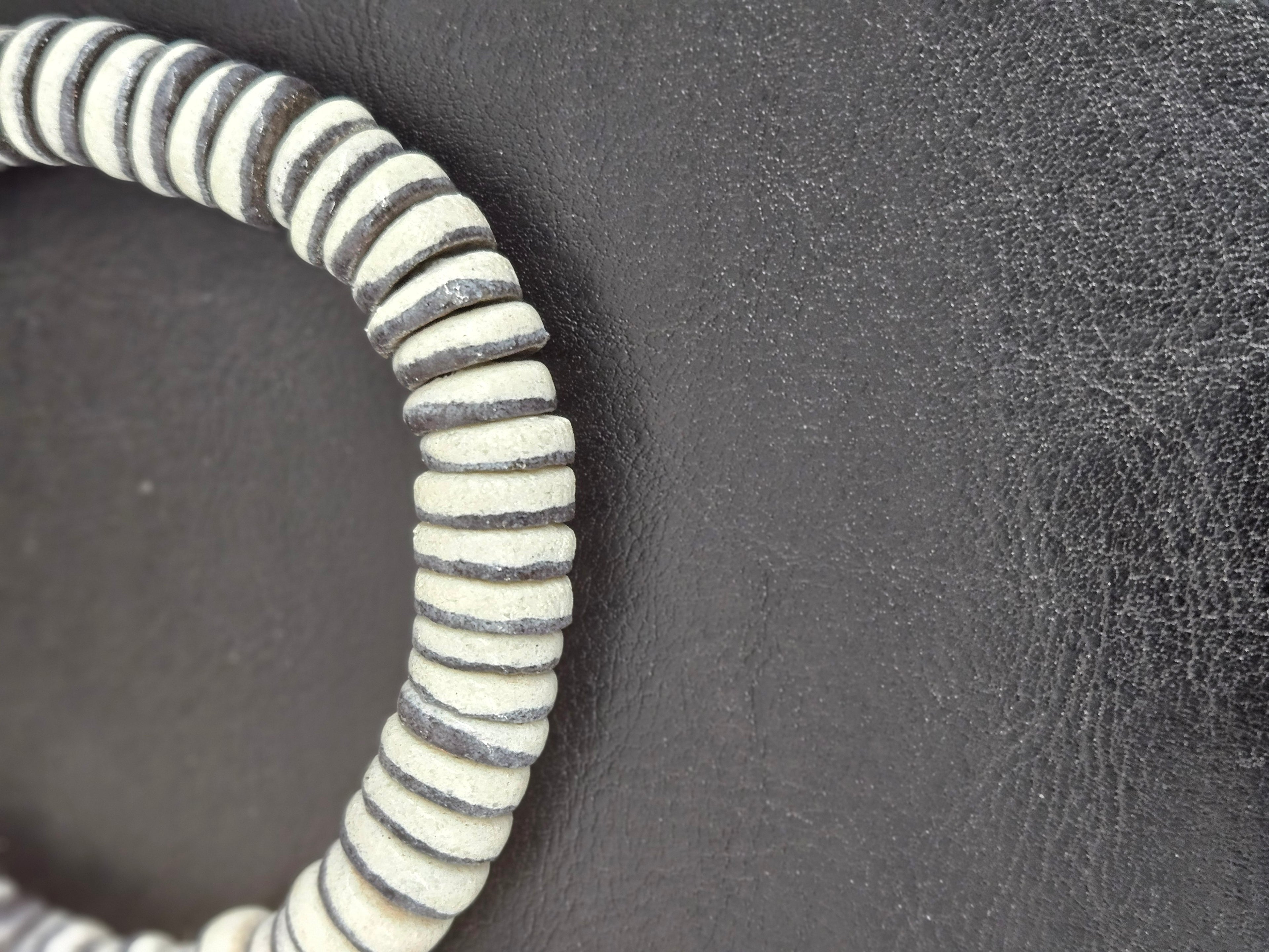 Handcrafted Krobo Glass Beads | Chalk White and Black Spacer