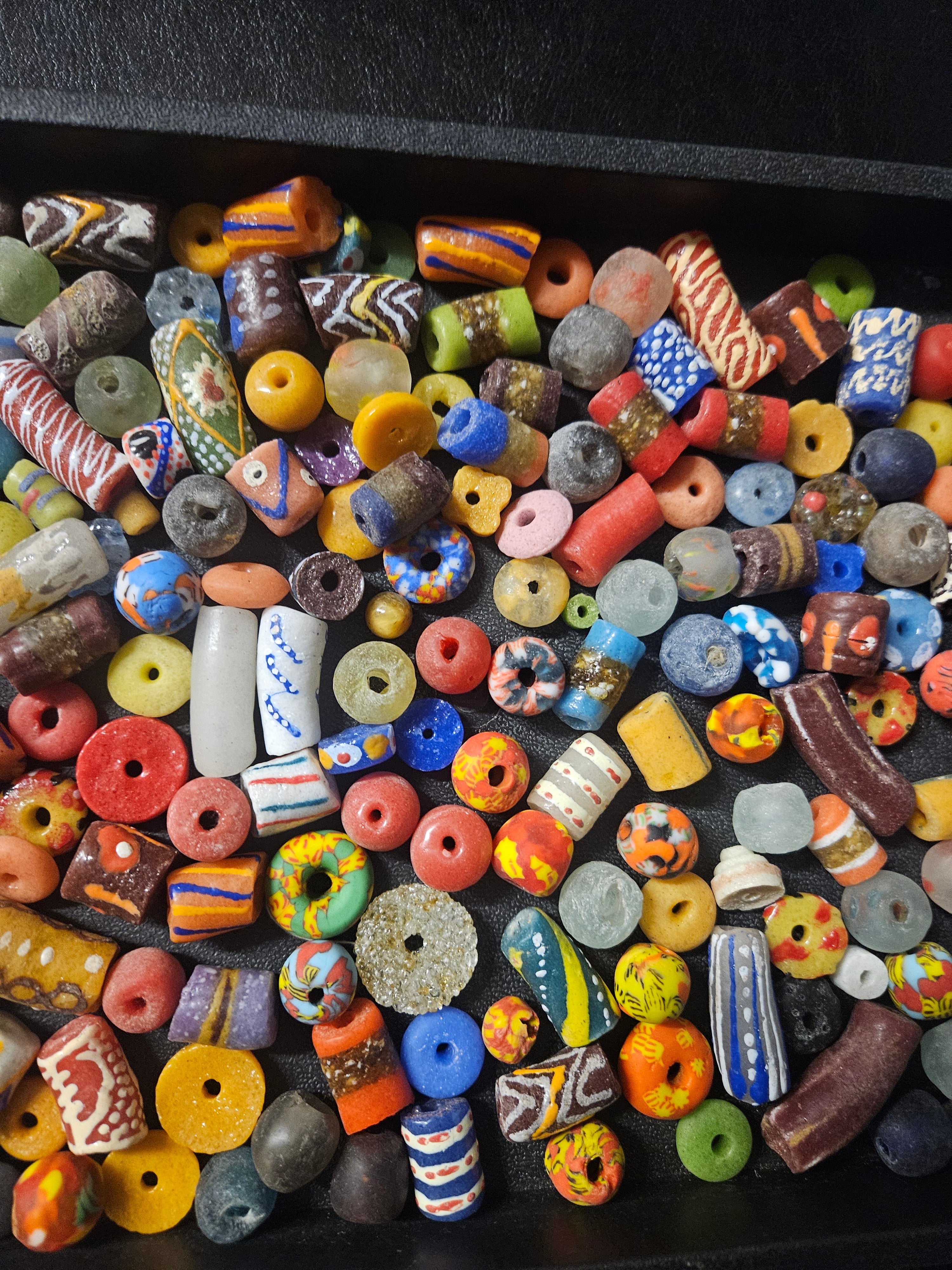 Designer African Bead Mix – Assorted Krobo Glass Beads, 1 Cup