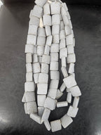 Authentic Large Stone Gray Krobo Powdered Glass Beads Ghana | Handmade Recycled Glass Pillow Cube Beads