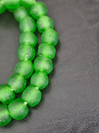 Authentic African Green Krobo Recycled Glass Beads | Handmade Translucent Ghana Beads 12–14mm