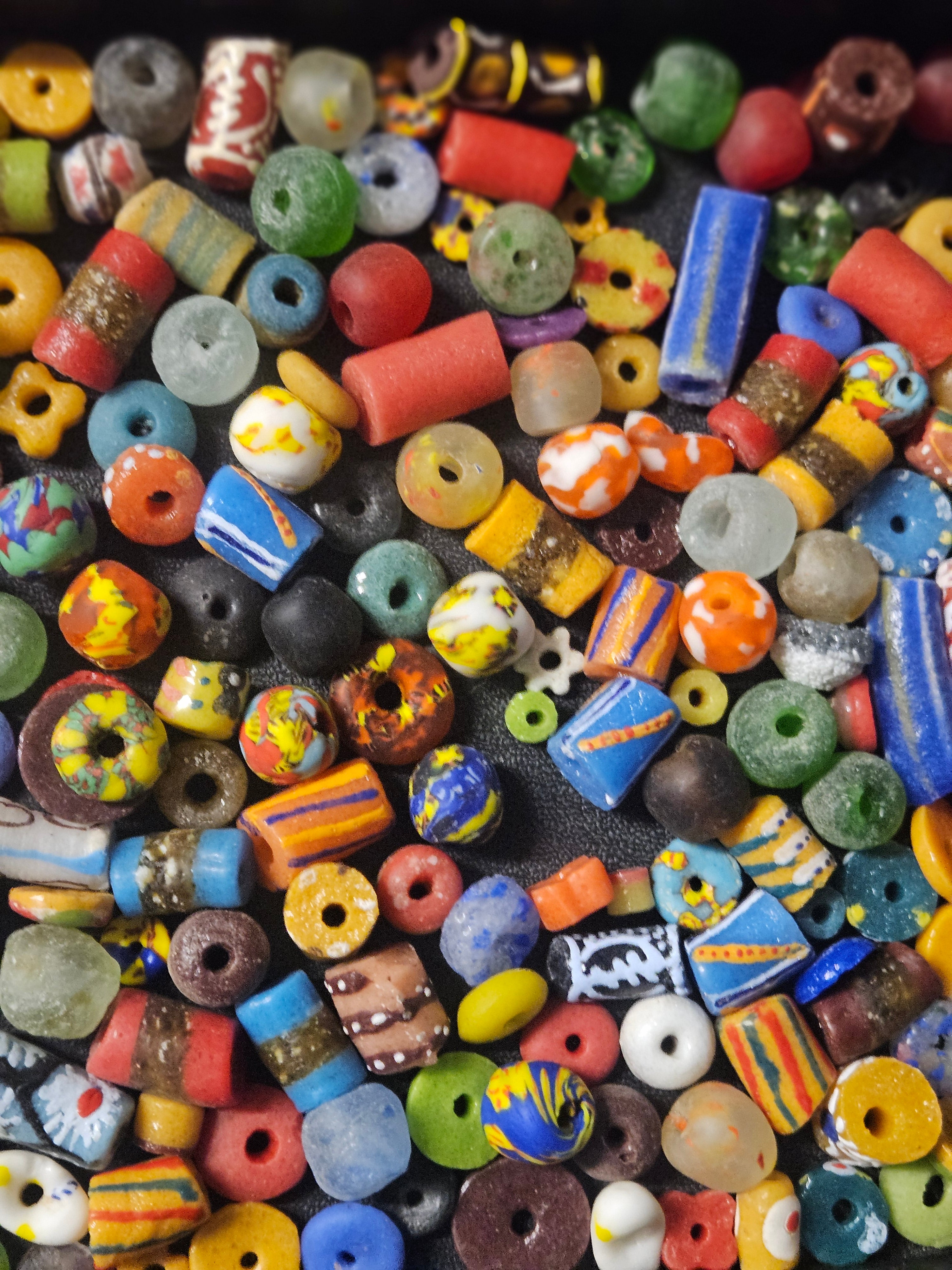 Ghana Glass Bead Treasure Mix – Assorted African Krobo Beads, 1 Cup