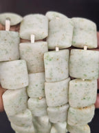 Aadampo Large Moss Green Krobo Powdered Glass Beads | Authentic Handmade Recycled Glass Beads | 25 × 25 × 11–12mm (Copy)
