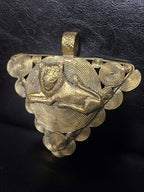 African Brass Lion Pendant with Adinkrahene Symbol – Ghana