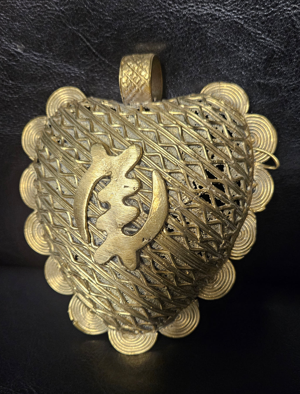 Oversized Gye Nyame Adinkra Brass Pendant – Handcrafted in Ghana