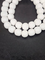 White Krobo Powdered Glass Round Beads | 13–14mm | Ghana | Approx. 40–41 Beads