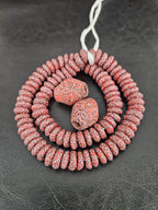 African Glass Bead Bundle – Coral Krobo Rondelles + Bicone Focal Beads