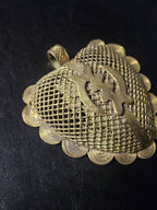 Oversized Gye Nyame Adinkra Symbol Brass Pendant Handmade in Ghana
