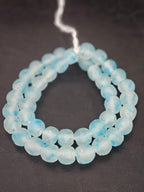 Authentic African Beads from Ghana | Chunky Sky Blue Translucent Recycled Glass Beads | Handmade Krobo Beads 12–14mm