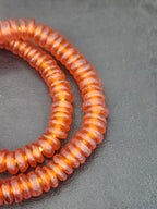 Authentic Amber Copper Krobo Translucent Recycled Glass Rondelle Beads | Handmade Ghana African Glass Beads for Jewelry Making & Wholesale