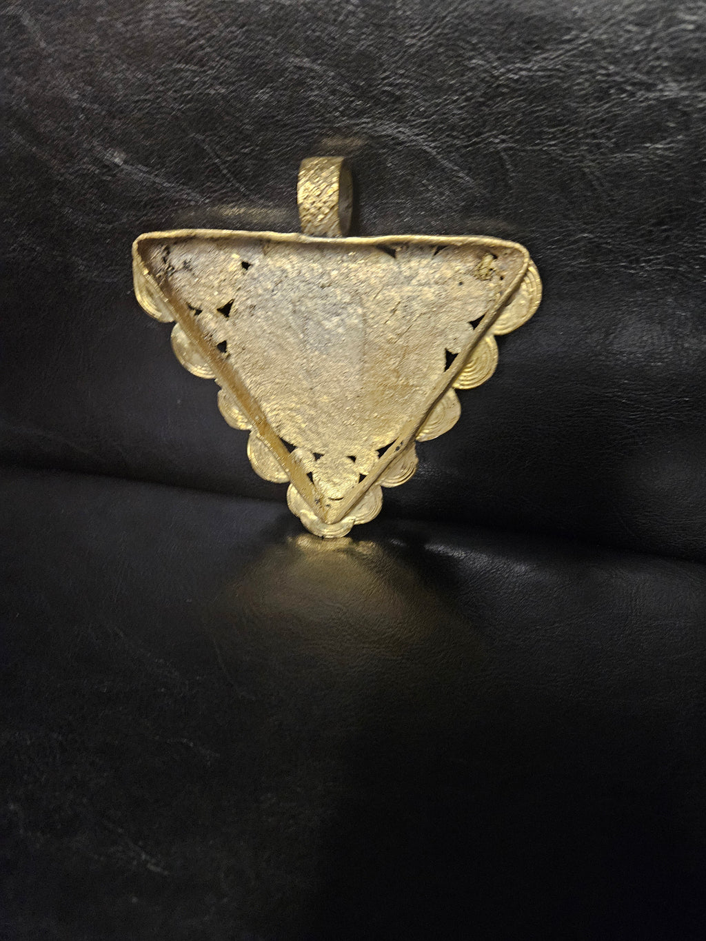 African Brass Tiger Pendant with Adinkrahene Symbol – Ghana