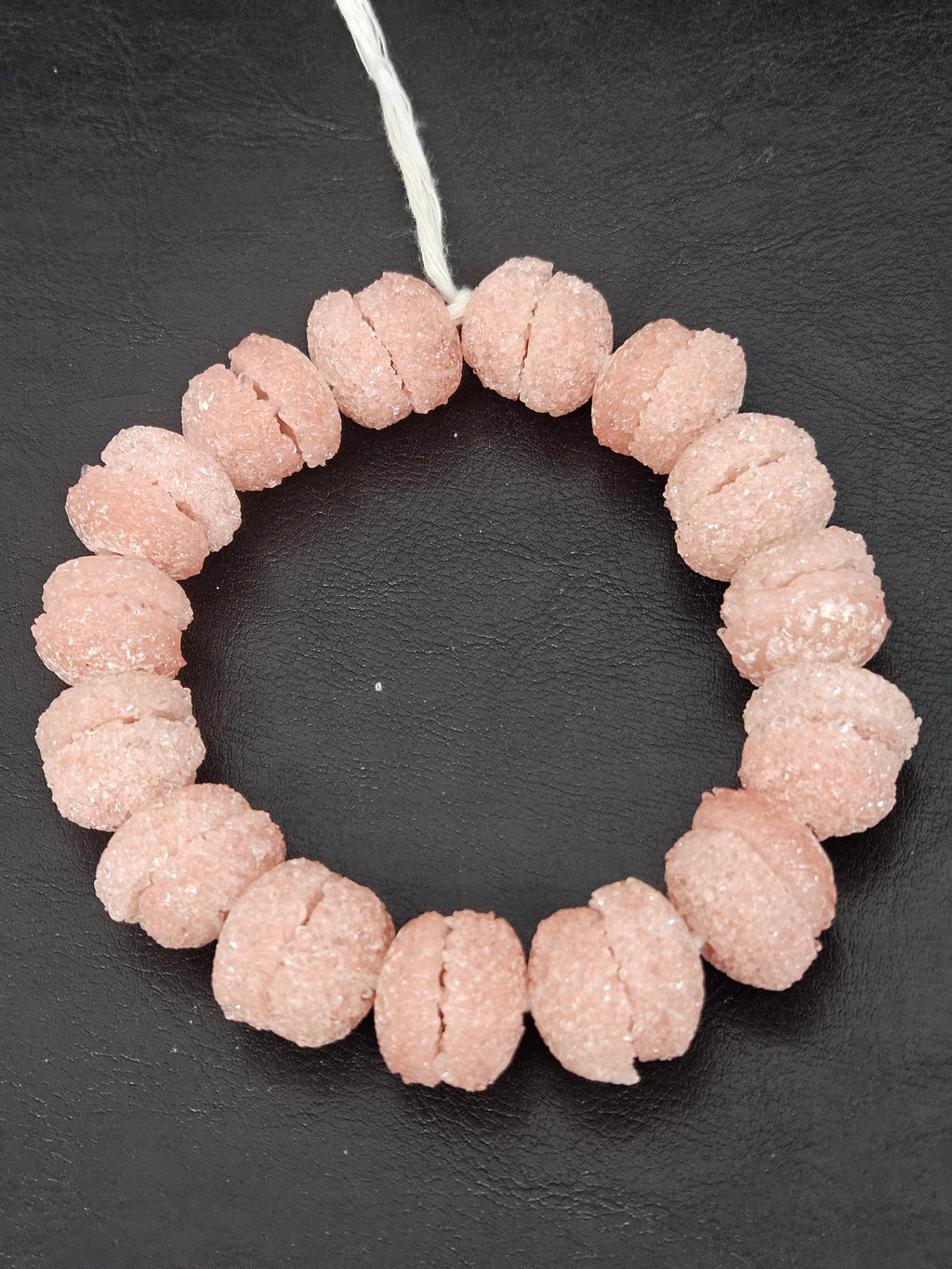 Pink Krobo Sugar Glass Rondelle Beads | Handcrafted Recycled Glass Beads from Ghana | Approx. 30 Beads Per Strand