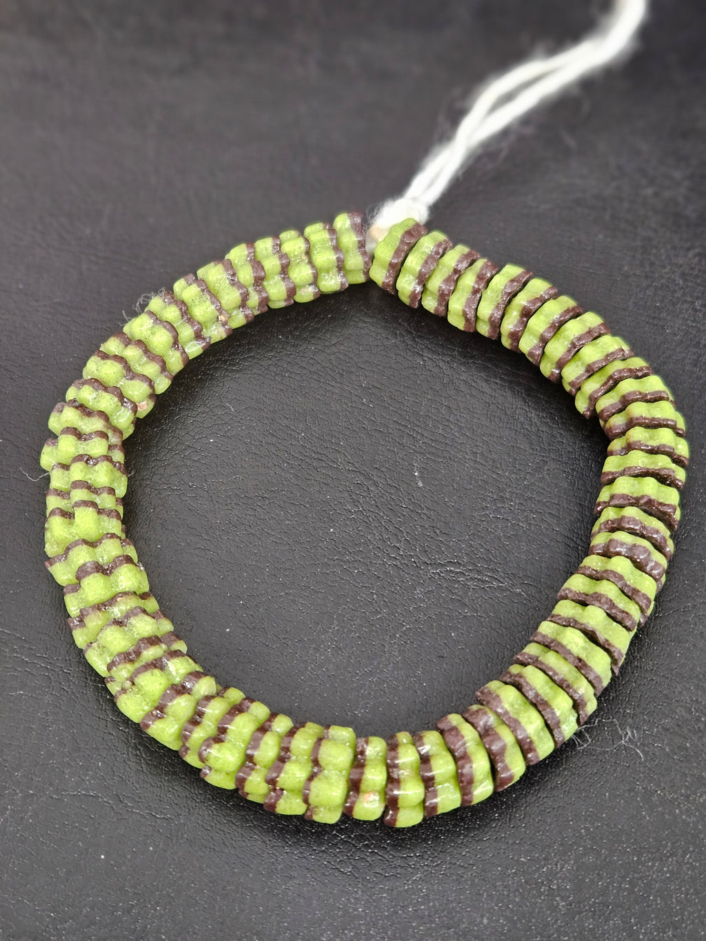 Spring Green & Cocoa Brown Krobo Glass Spacer Beads | Handcrafted Recycled Glass Beads from Ghana