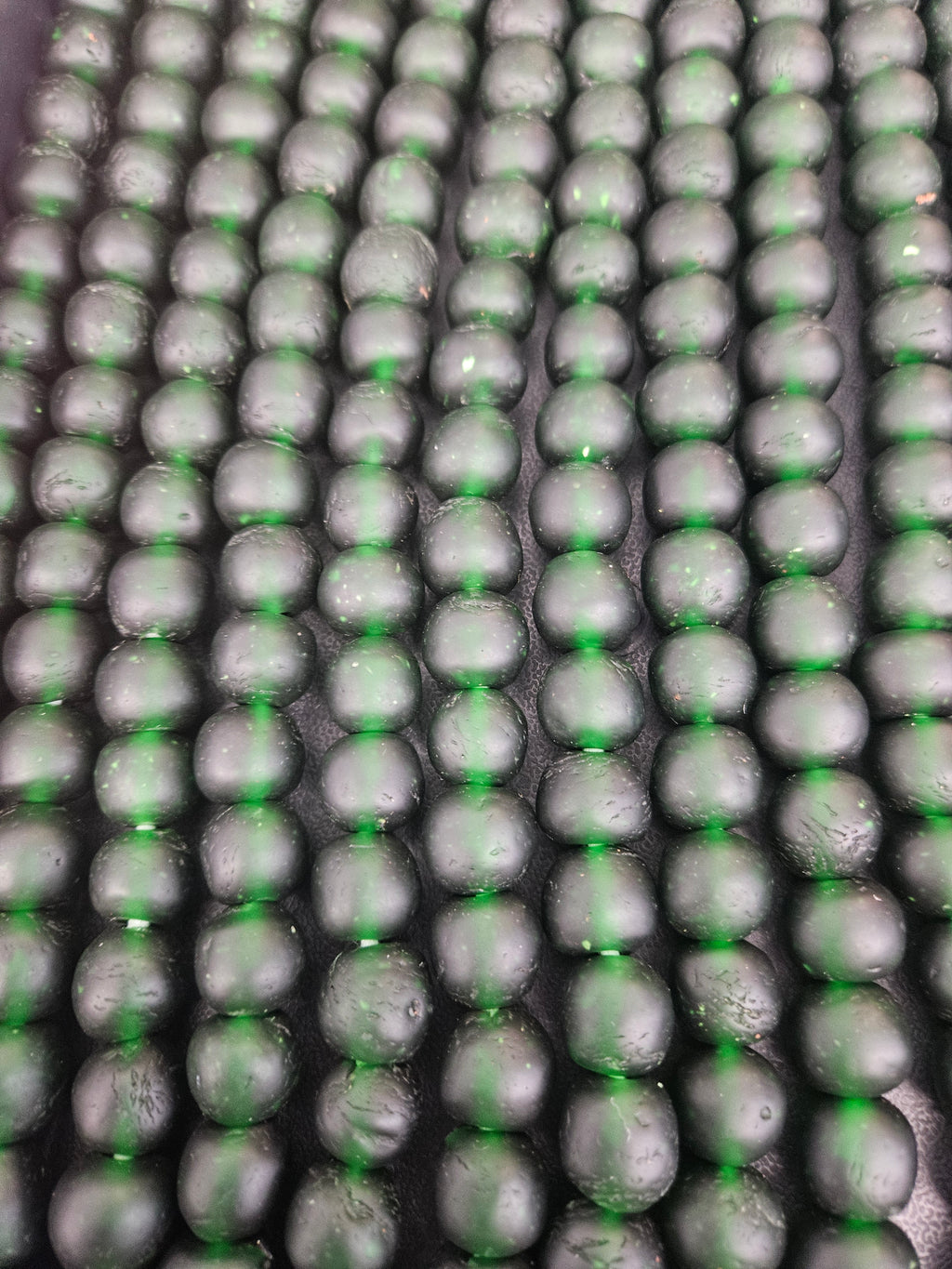 Emerald Frost Krobo Pocket Glass Beads | Handcrafted Ghana Recycled Glass Beads | Translucent Green Artisan Beads