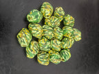 Green African Beads Bundle – Krobo Glass Rondelles + Bicone Focals