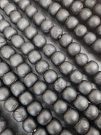Midnight Eclipse Krobo Pocket Glass Beads | Handcrafted Ghana Recycled Glass Beads | Matte Black Artisan Beads