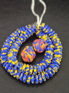Blue African Beads Bundle – Krobo Glass Rondelles + Bicone Focal Beads