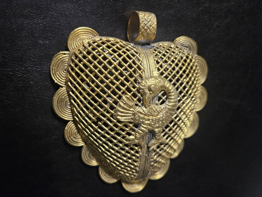 Sankofa Bird Ghana Brass Pendant – Oversized Adinkra Statement Focal