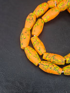 XL Orange Fusion Krobo Recycled Glass Beads | Handmade African Statement Beads from Ghana