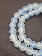 Authentic African Beads from Ghana | Chunky Ice Blue Translucent Recycled Glass Beads | Handmade Krobo Beads 12–14mm