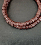 Deep Cocoa Small Cube Tube Krobo Glass Beads | Designer Strand from Ghana