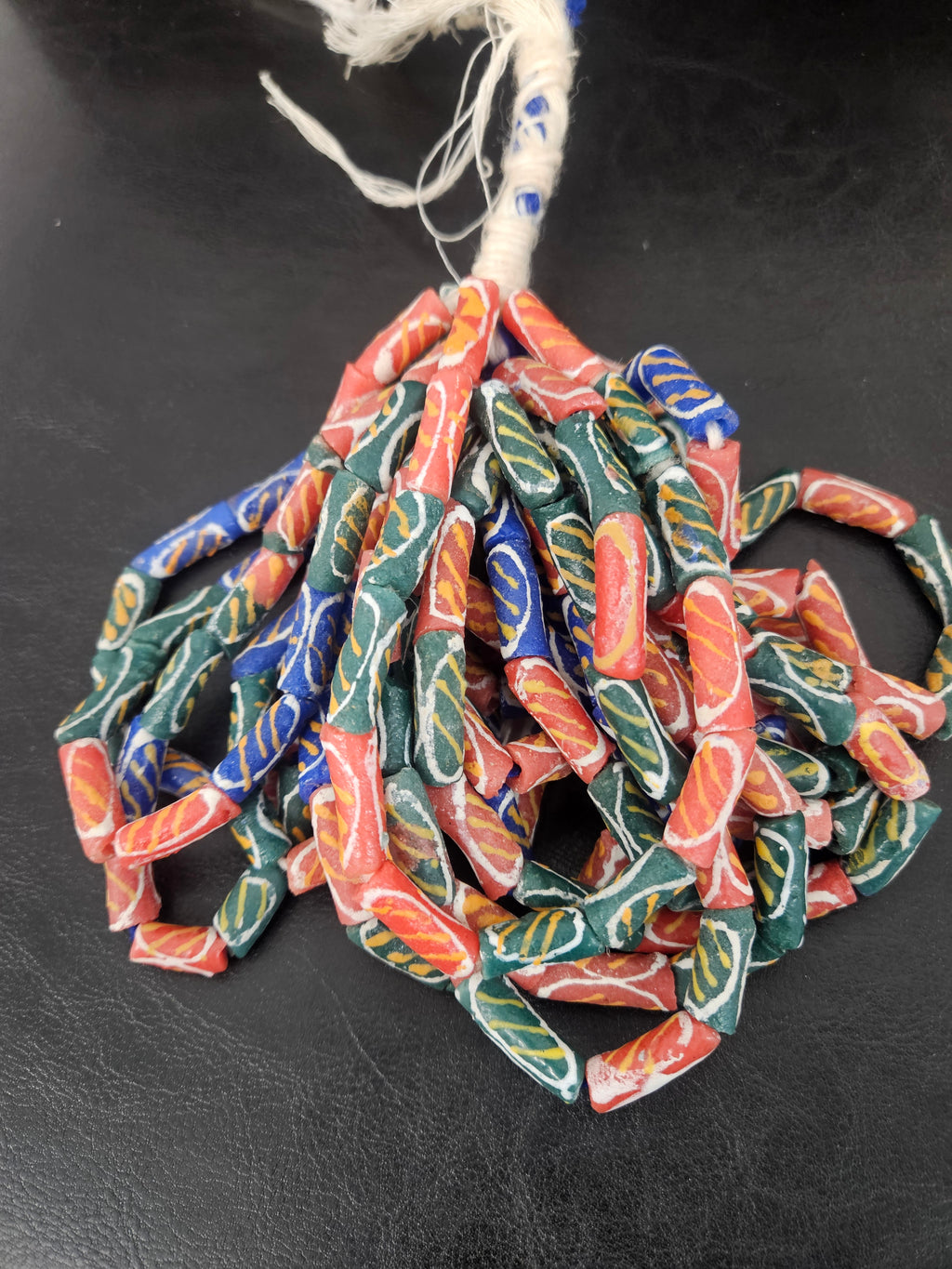 Authentic African Painted Glass Tube Beads from Ghana | Handmade Krobo Recycled Glass Jewelry Beads