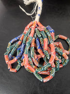 Authentic African Painted Glass Tube Beads from Ghana | Handmade Krobo Recycled Glass Jewelry Beads
