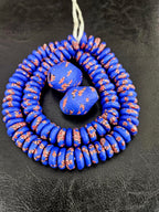 African Glass Bead Bundle – Cobalt Blue Krobo Rondelles + Focal Beads