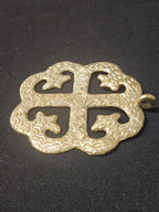Large Handcrafted Onyame Dua African Brass Pendant | Authentic Ghana Adinkra Symbol