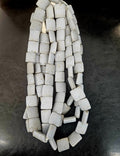 Authentic Large Stone Gray Krobo Powdered Glass Beads Ghana | Handmade Recycled Glass Pillow Cube Beads