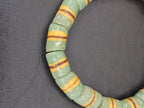 Green Striped Krobo Kente Glass Beads | Handcrafted Powdered Glass Beads from Ghana | Approx. 17 Beads