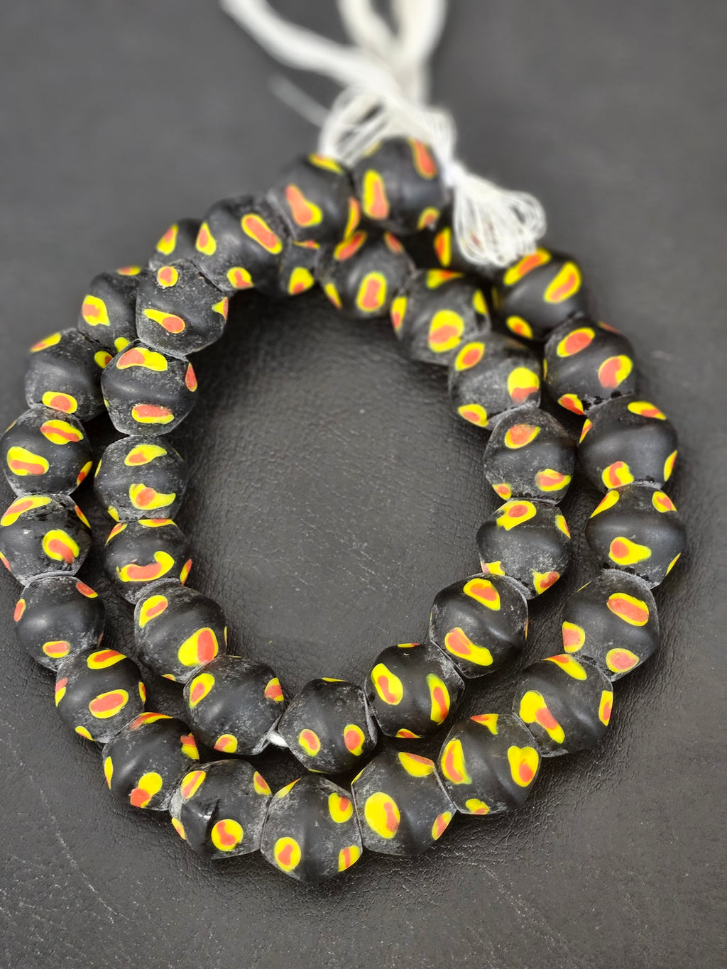 Vintage Venetian-Inspired Black Millefiori Trade Beads | Recycled Glass African Trade Beads | Large Hole Collector Beads